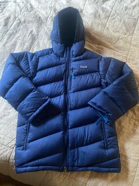Patagonia Kids Navy Blue Hooded Puffer Jacket